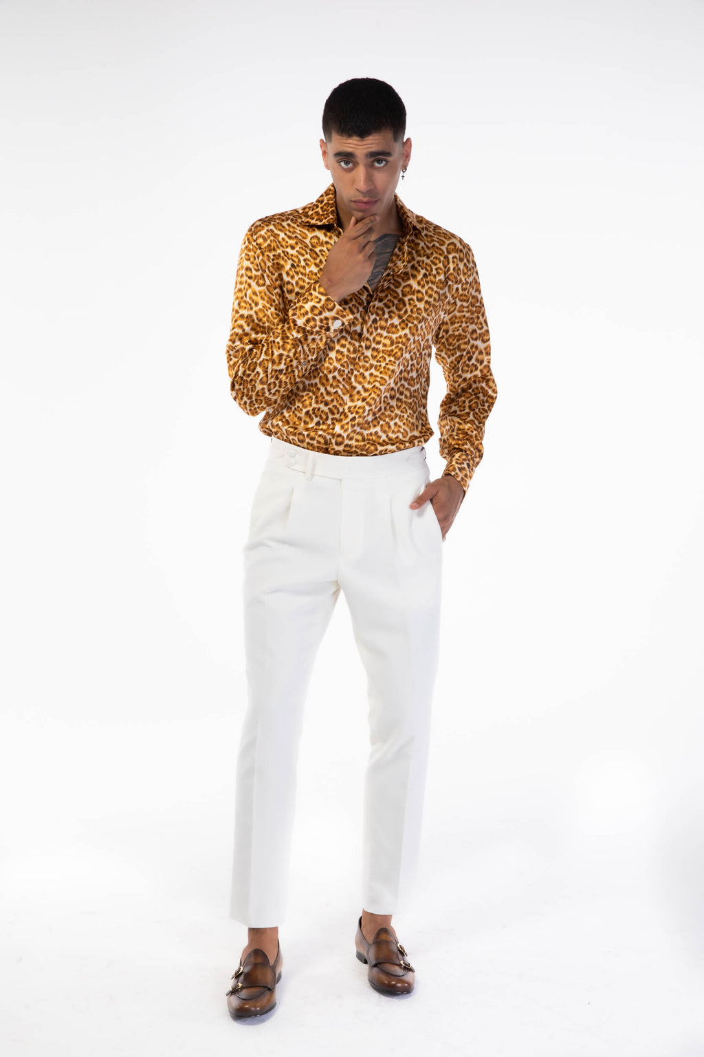 Wildlife Mustard Leopard Long Sleeve Silk Shirt – DEJONMARQUIS 