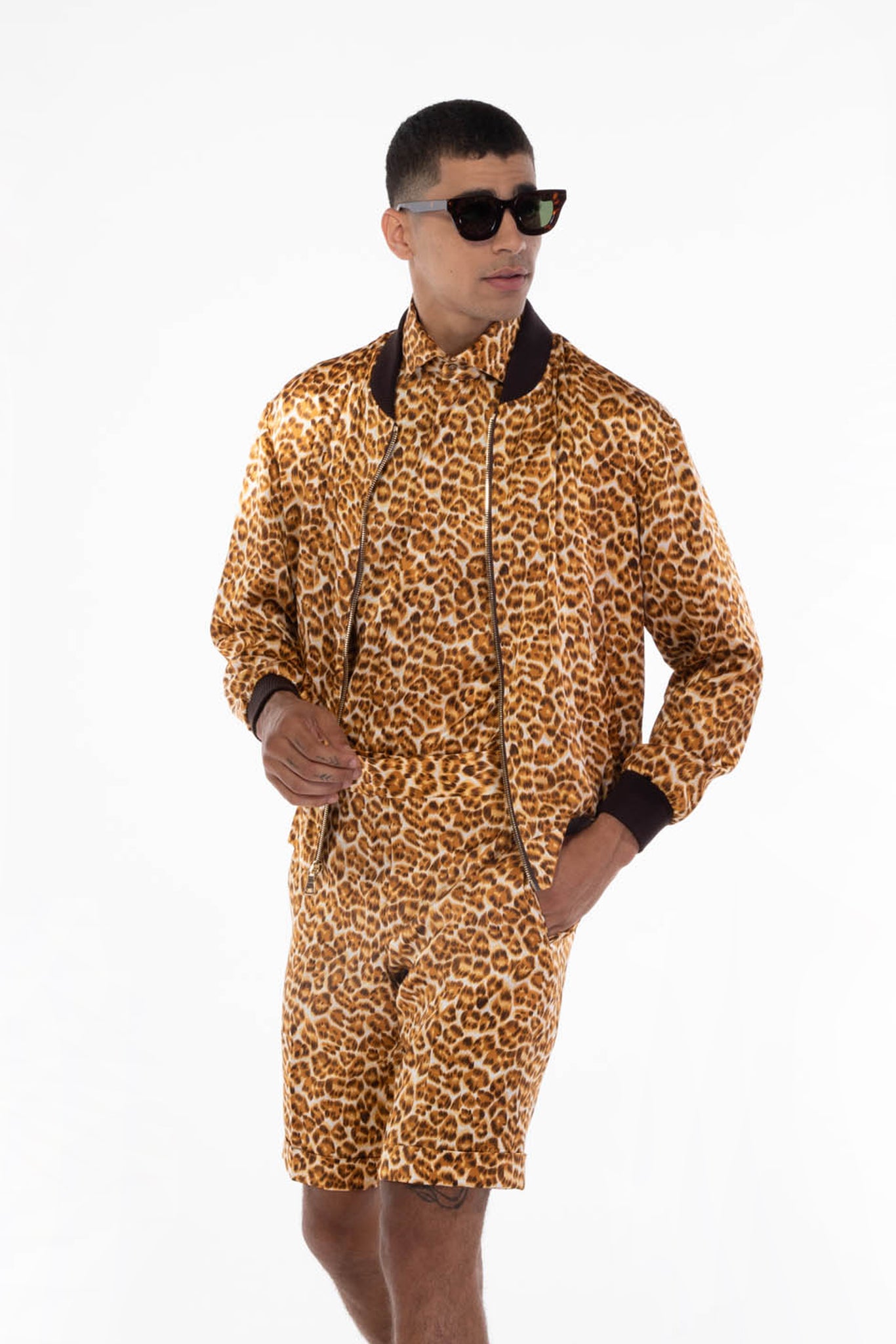 Wildlife Mustard Leopard Silk Set