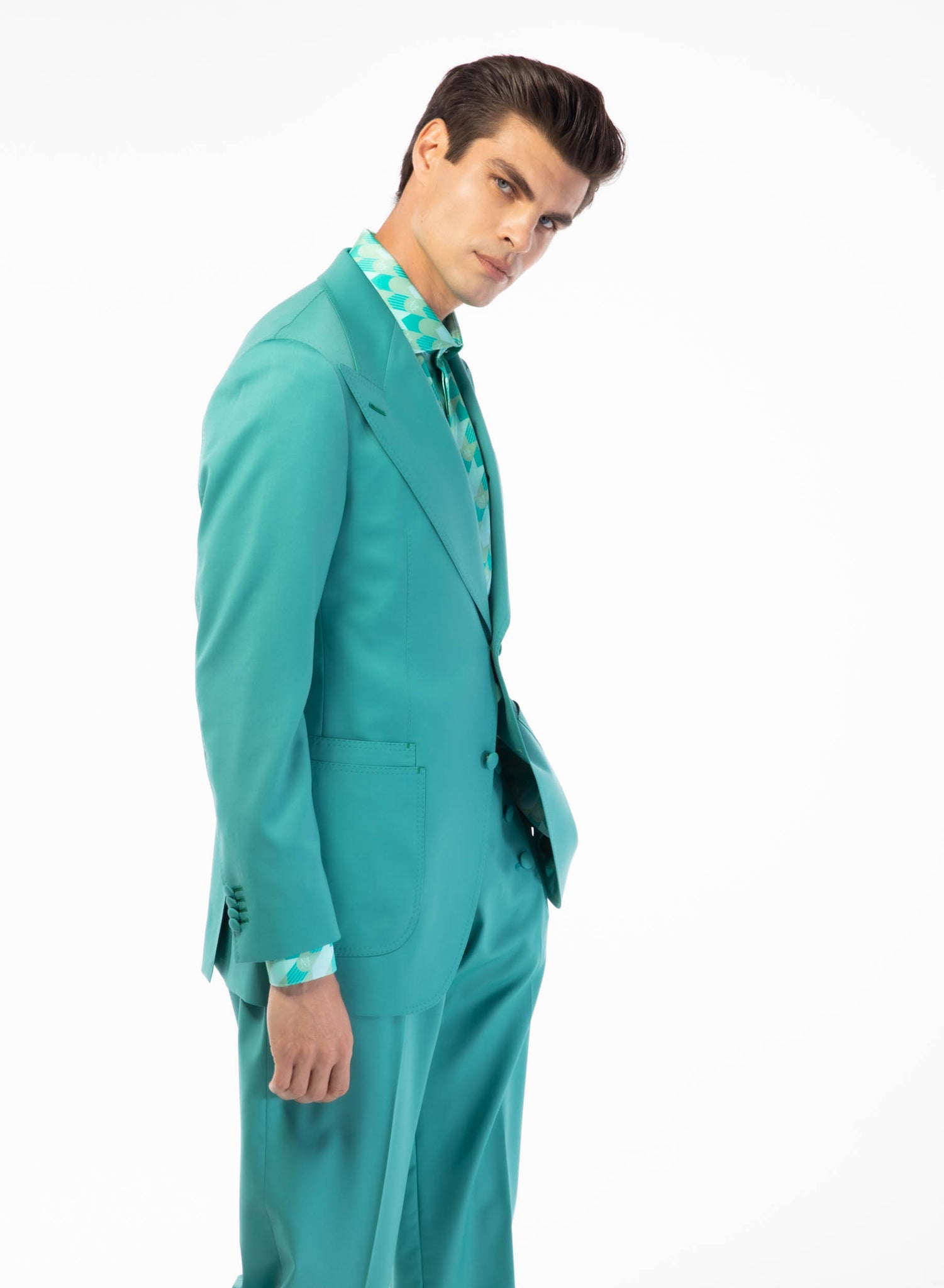 TEAL BUTTON DELUXE SIGNATURE TWO PIECE SUIT