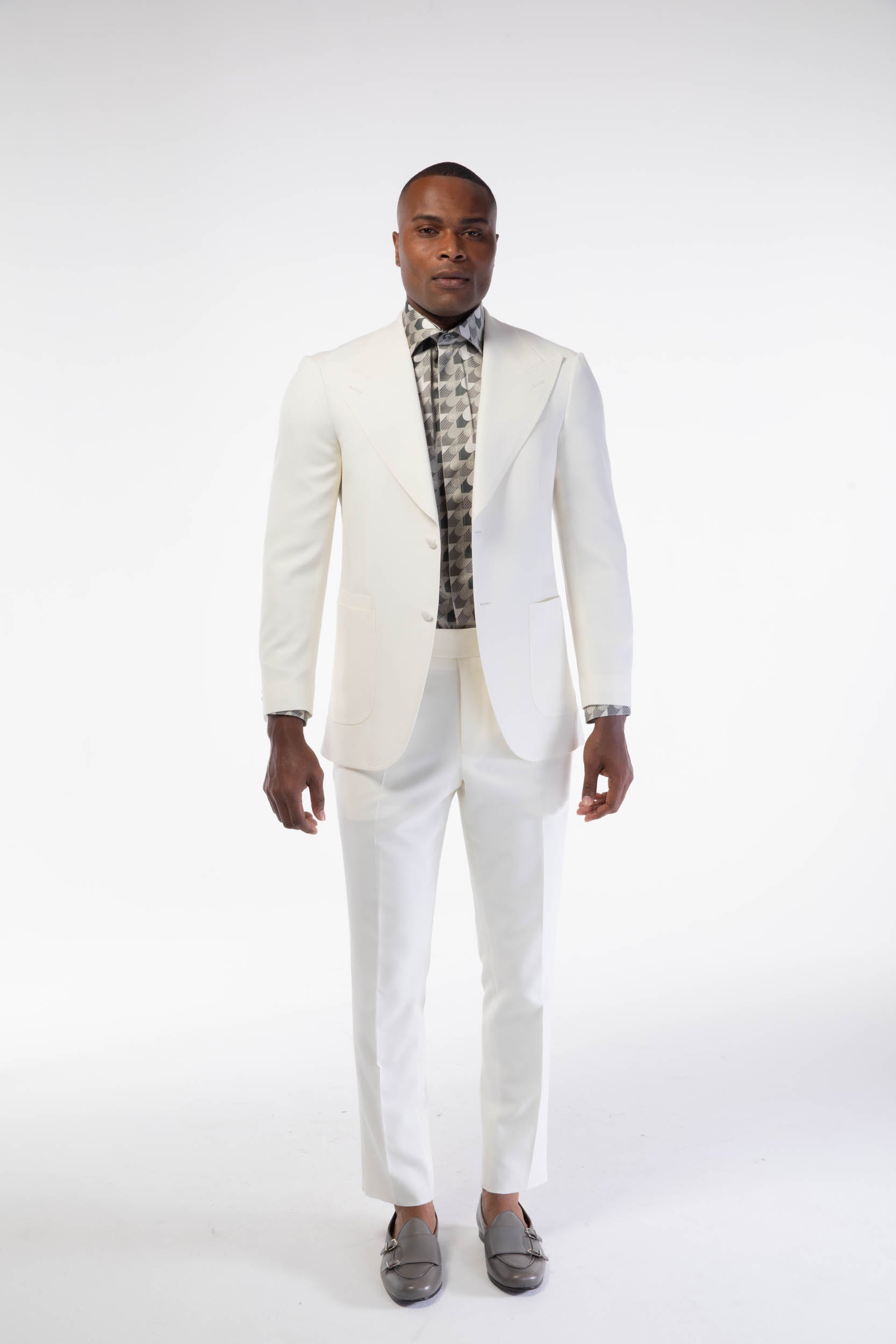 white 2 piece dress suit SKU#JA60387 With Black Pinstripe - 1920'S 1940'S Suit 80%Polyester / 20%Viscose Flat Include Blazer + Pants Shawl Lapel Center Vent Double breasted closure Sleeve Slit 4 Cuff Buttons Real Pocket Full lined Machine wash / Hand wash Color or size customization please note in the order This white mens two White Double Breasted Men's Tuxedo