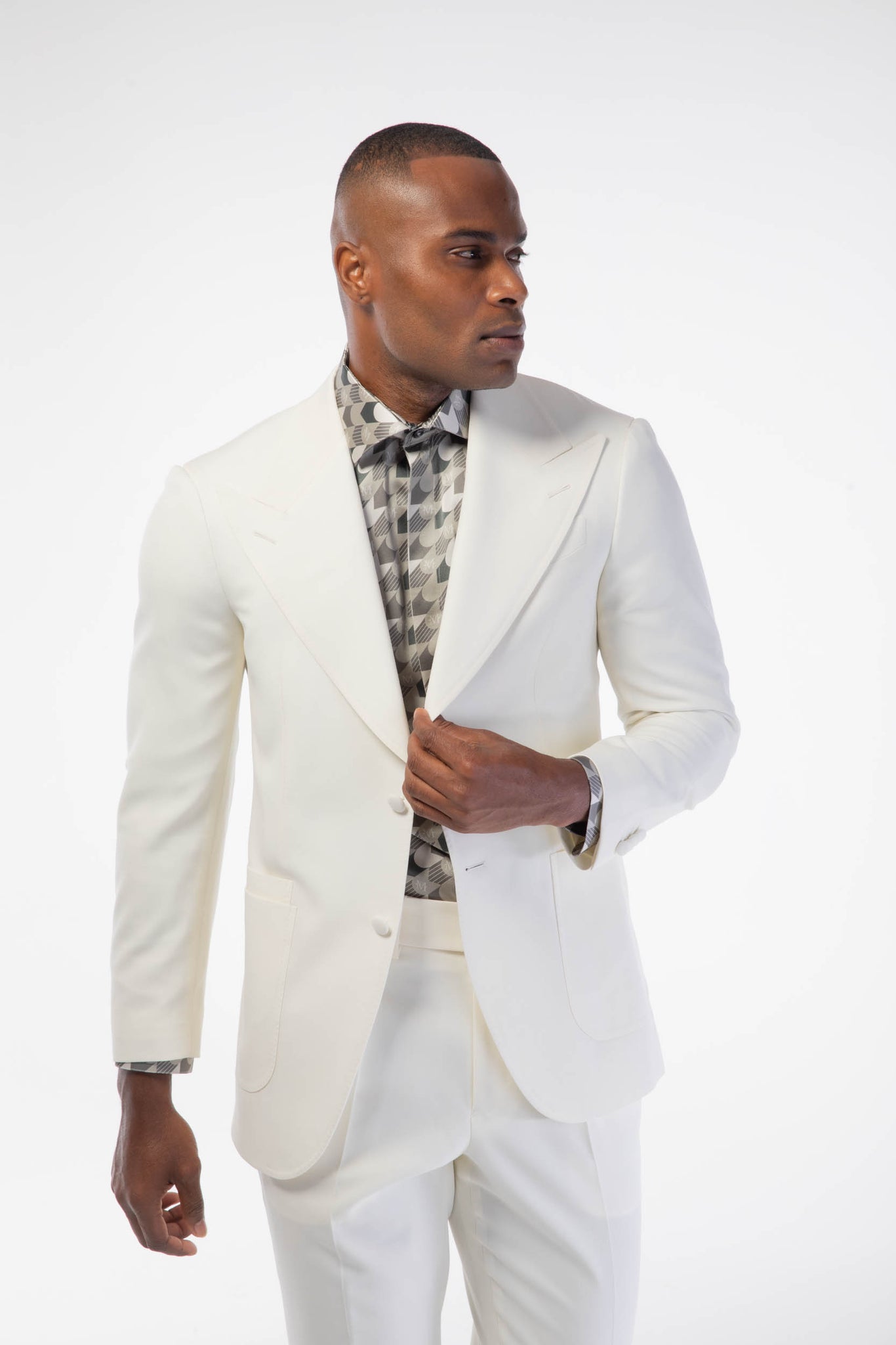 white 2 piece dress suit 2-Piece Formal Midi Pencil Skirt M / White / EE Men Suits ARATNRIoCH Mens Suits Slim Fit