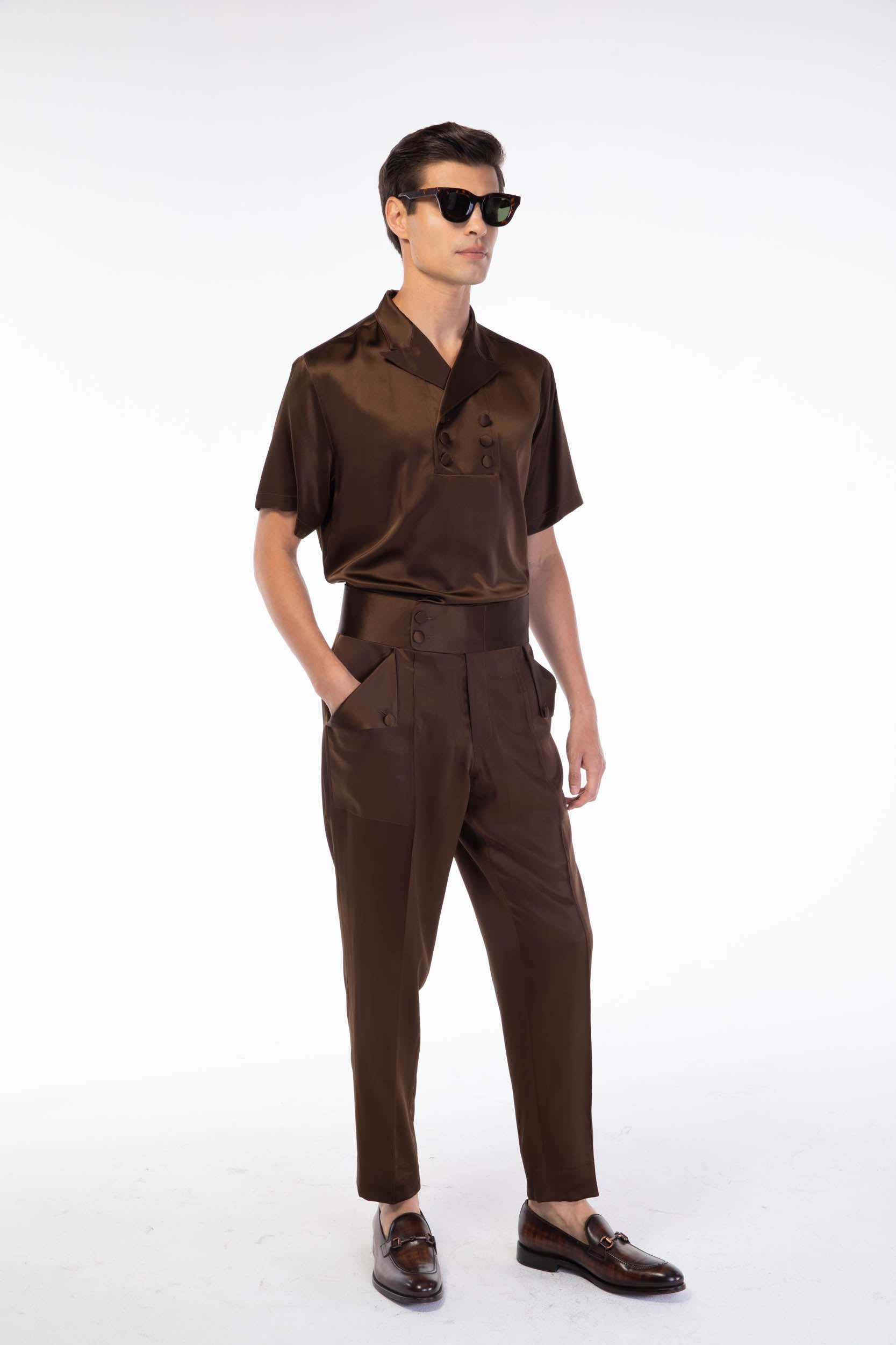 brown silk dress shirt Reiss