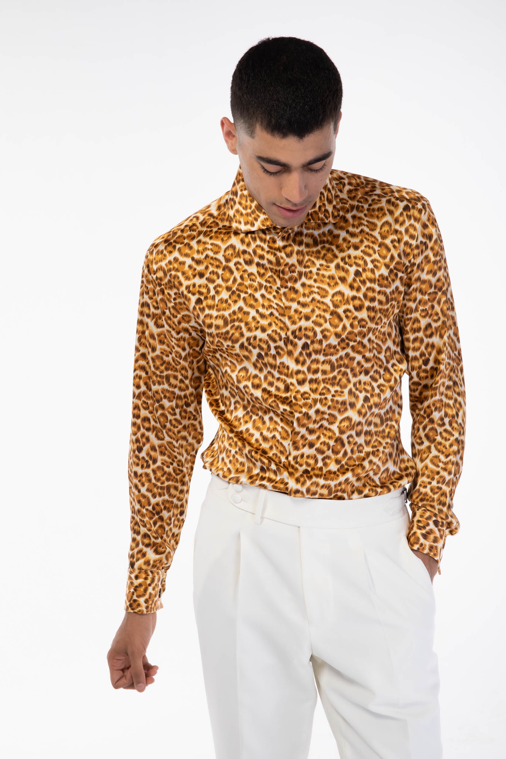 Wildlife Mustard Leopard Long Sleeve Silk Shirt – DEJONMARQUIS.COM