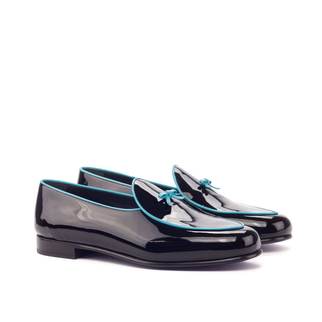 BLACK & TURQUOISE PATENT LEATHER BELGIAN LOAFER