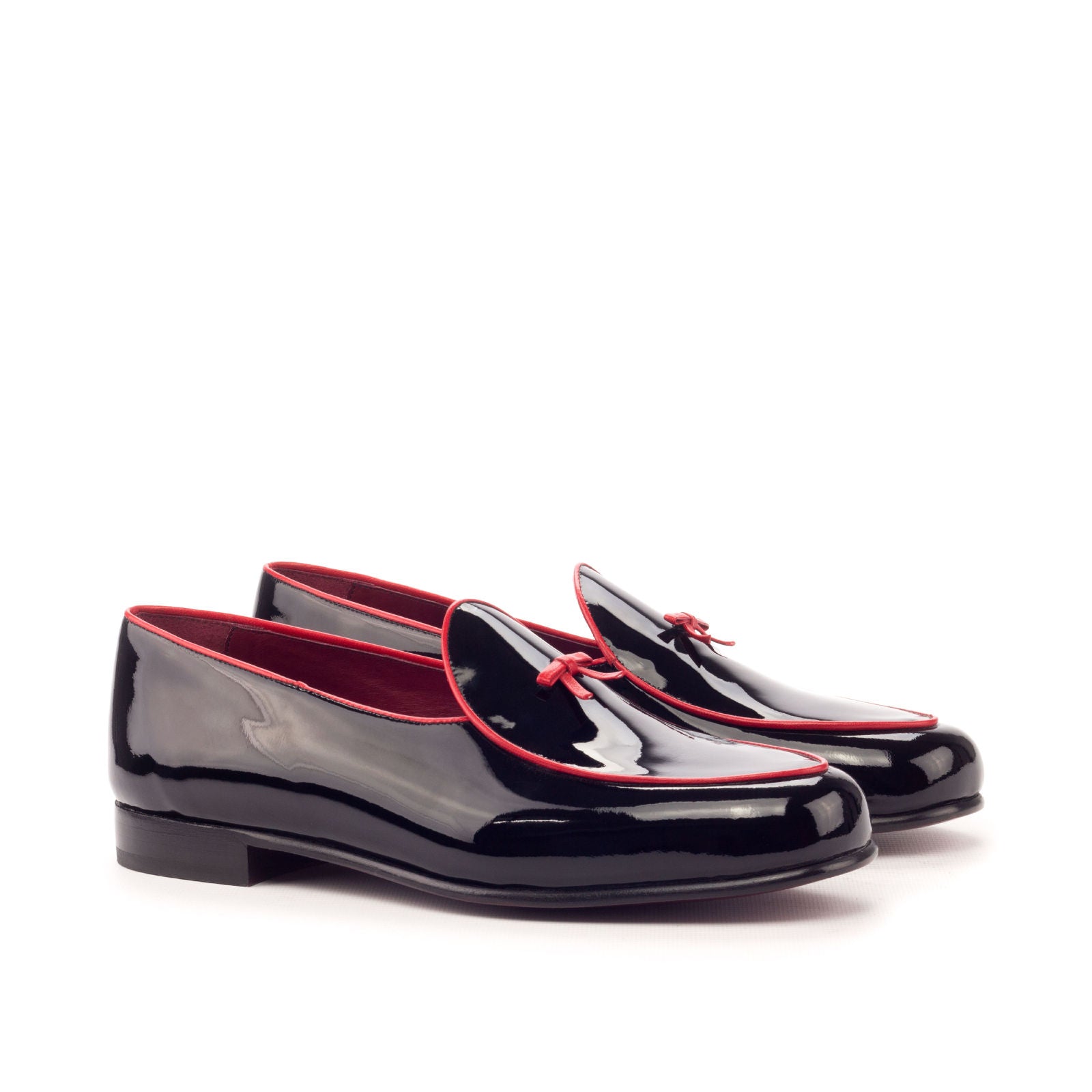 BLACK & RED PATENT LEATHER BELGIAN LOAFER