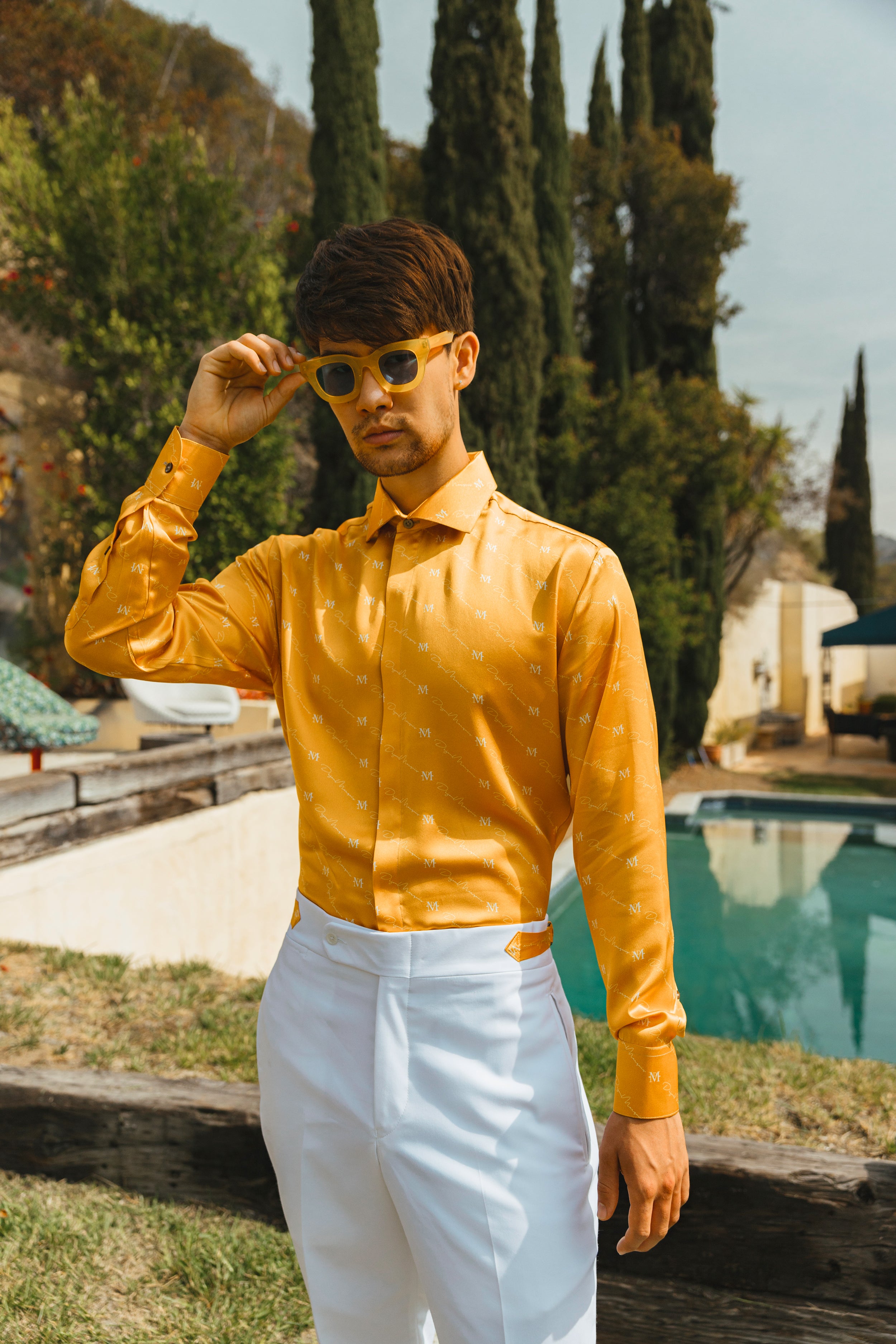 DM MUSTARD SIGNATURE SILK SHIRT DEJONMARQUIS.COM DM MUSTARD SIGNATURE SILK SHIRT DEJONMARQUIS.COM